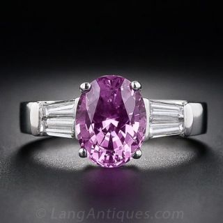 3.64 Carat Pink Sapphire and Diamond Ring - 1
