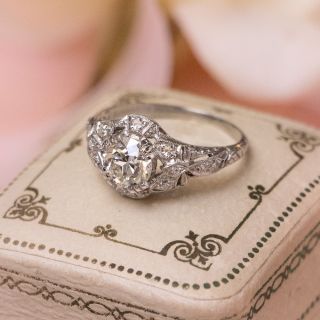 Art Deco 1.11 Carat Diamond Engagement Ring - GIA L SI1