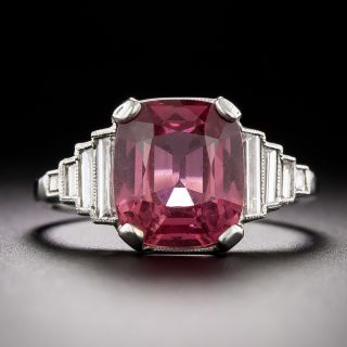 Art Deco 4.65 Carat Pink Sapphire and Diamond Ring - GIA - 2