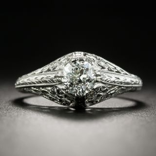 Art Deco .55 Carat Solitaire Diamond Engagement Ring - 2