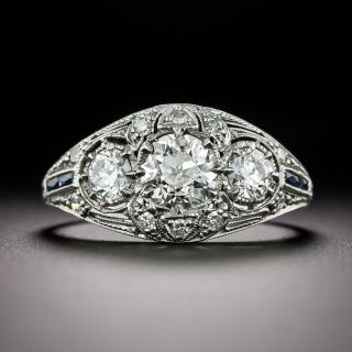 Art Deco .77 Carat Diamond  And Sapphire* Engagement Ring - 3