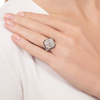 Art Deco Diamond and Calibre Sapphire Dinner Ring