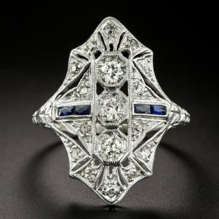 Art Deco Diamond and *Sapphire Dinner Ring - 2