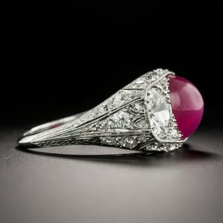 Art Deco No-Heat Burma Star Ruby and Diamond Ring