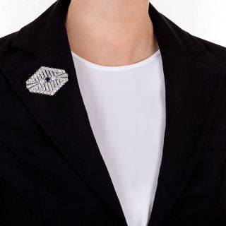 Art Deco Sapphire and Diamond Brooch / Pendant