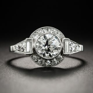 Art Deco Style 1.02 Carat Diamond Platinum Engagement Ring - GIA I VS1 - 1