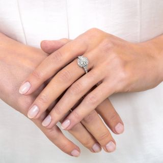 Art Deco Style 1.02 Carat Diamond Platinum Engagement Ring - GIA I VS1
