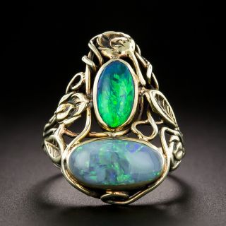 Arts & Crafts Double Opal Ring - 2