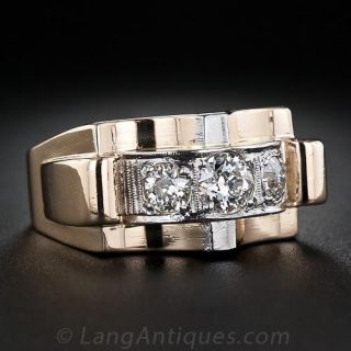 Bold Retro Three-Stone Diamond Ring