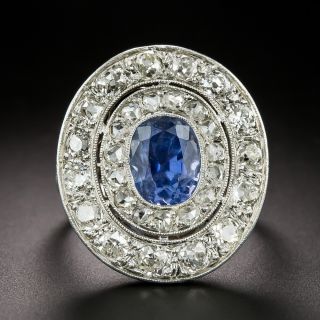 Edwardian 2.70 Carat No-Heat Burma Sapphire and Diamond Halo Ring - 3