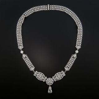 Edwardian 5.07 Carat Briolette Diamond Necklace - GIA E SI2 - 2