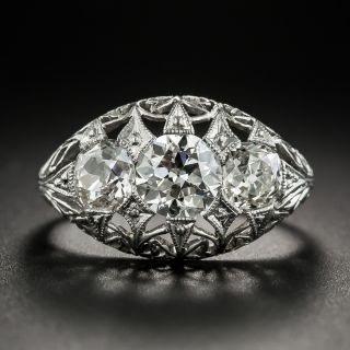 Edwardian/Art Deco Platinum Three-Stone Diamond Ring - 2