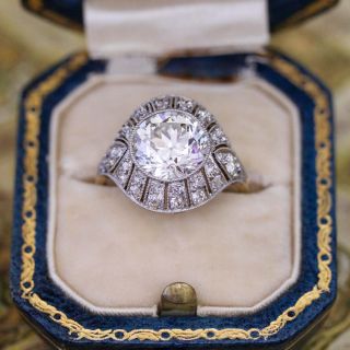Edwardian/Deco 2.90 Carat Diamond Engagement Ring - GIA G VS1
