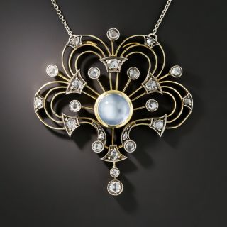 Edwardian Moonstone And Diamond Pendant Necklace - 2
