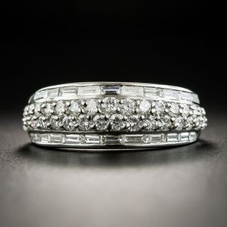 Estate Diamond Baguette and Round Brilliant Cut Band Ring - 1
