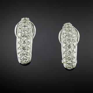 Estate Half Hoop Pavé Diamond Earrings - 2