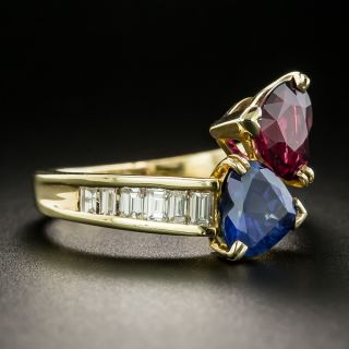 Estate Ruby, Sapphire and Diamond Bypass Ring