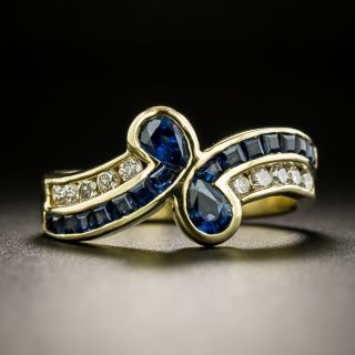 Estate Sapphire and Diamond Bypass Ring - 2