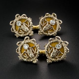 French/Russian Art Nouveau Enameled Diamond Cufflinks - 2