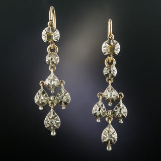 Georgian Day and Night Diamond Drop Earrings  - 2