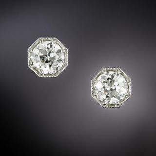 Lang Collection Art Deco-Style 2.18 Carat Total Weight Diamond Stud Earrings - 3