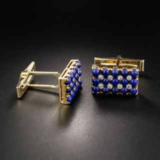 Lapis And Diamond Cuff Links And Tie Bar by CD Peacock