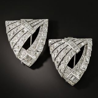 Large Art Deco Diamond Dress Clips - 2