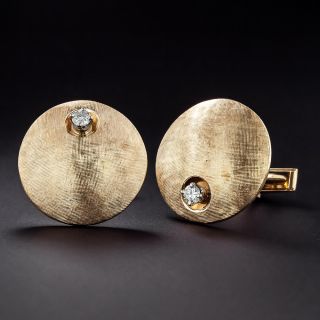 Large Mid-Century Cufflinks with Diamonds - 1
