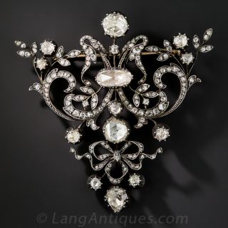 Large Scale Rose-Cut Diamond Brooch - French Import - 2