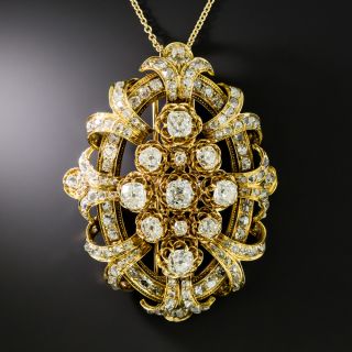 Large Victorian Diamond Brooch / Pendant - 8