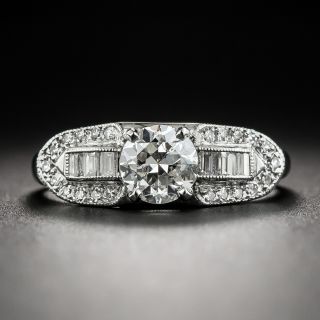 Late-Art Deco .63 Carat Diamond Platinum Engagement Ring - 4