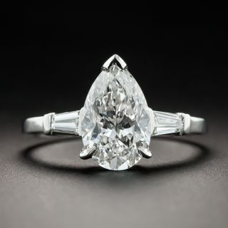 Mid-Century 1.90 Carat Pear-Shaped Diamond Engagement Ring - GIA F VS2 - 2