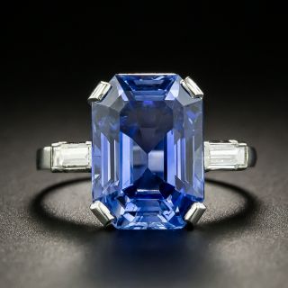 Mid-Century 8.00 Ct. No-Heat Emerald-Cut Ceylon Sapphire Ringg - 4