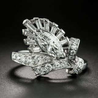 Mid-Century .80 Carat Marquise Diamond Ring - 2