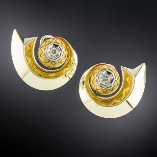 Retro Diamond Swoop Earrings - 2