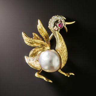 Silly Goose Pearl Brooch - 2