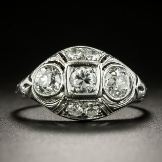 Art Deco Three-Stone Diamond Engagement Ring - 2
