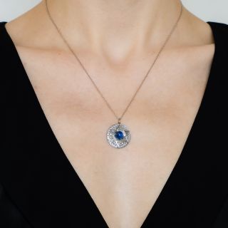 Star Of David 2.29 Carat Sapphire and Diamond Pendant, c. 1950s