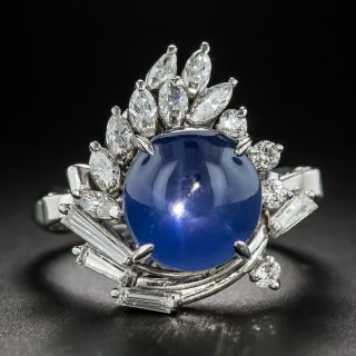 Star Sapphire Platinum Diamond Cocktail Ring - 1