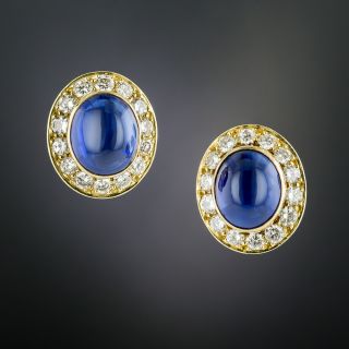 Van Cleef & Arpels Cabochon Sapphire and Diamond Earrings - 2