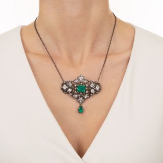 Victorian Emerald and Diamond Pendant/Brooch