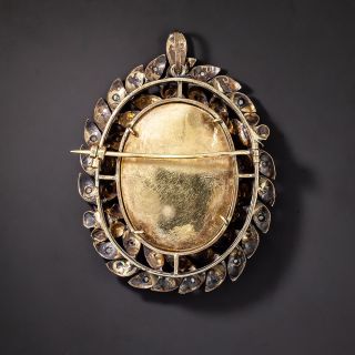 Victorian Enamel, Pearl and Diamond Wreath Pendant/Brooch
