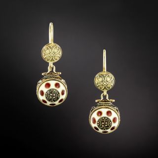 Victorian Etruscan-Revival Enamel Ball Earrings - 3