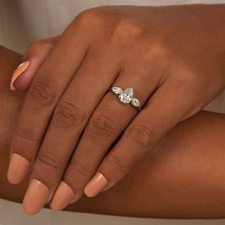 Vintage 1.10 Carat Pear Shaped Diamond Engagement Ring - GIA  J VS1