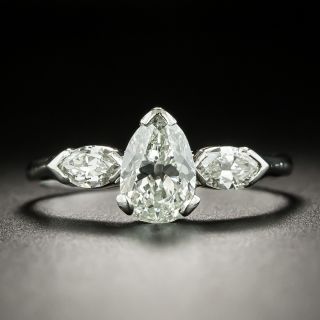 Vintage 1.10 Carat Pear Shaped Diamond Engagement Ring - GIA  J VS1 - 3