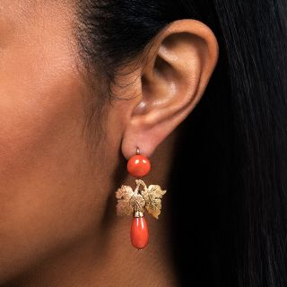 Vintage Coral Leaf Earrings